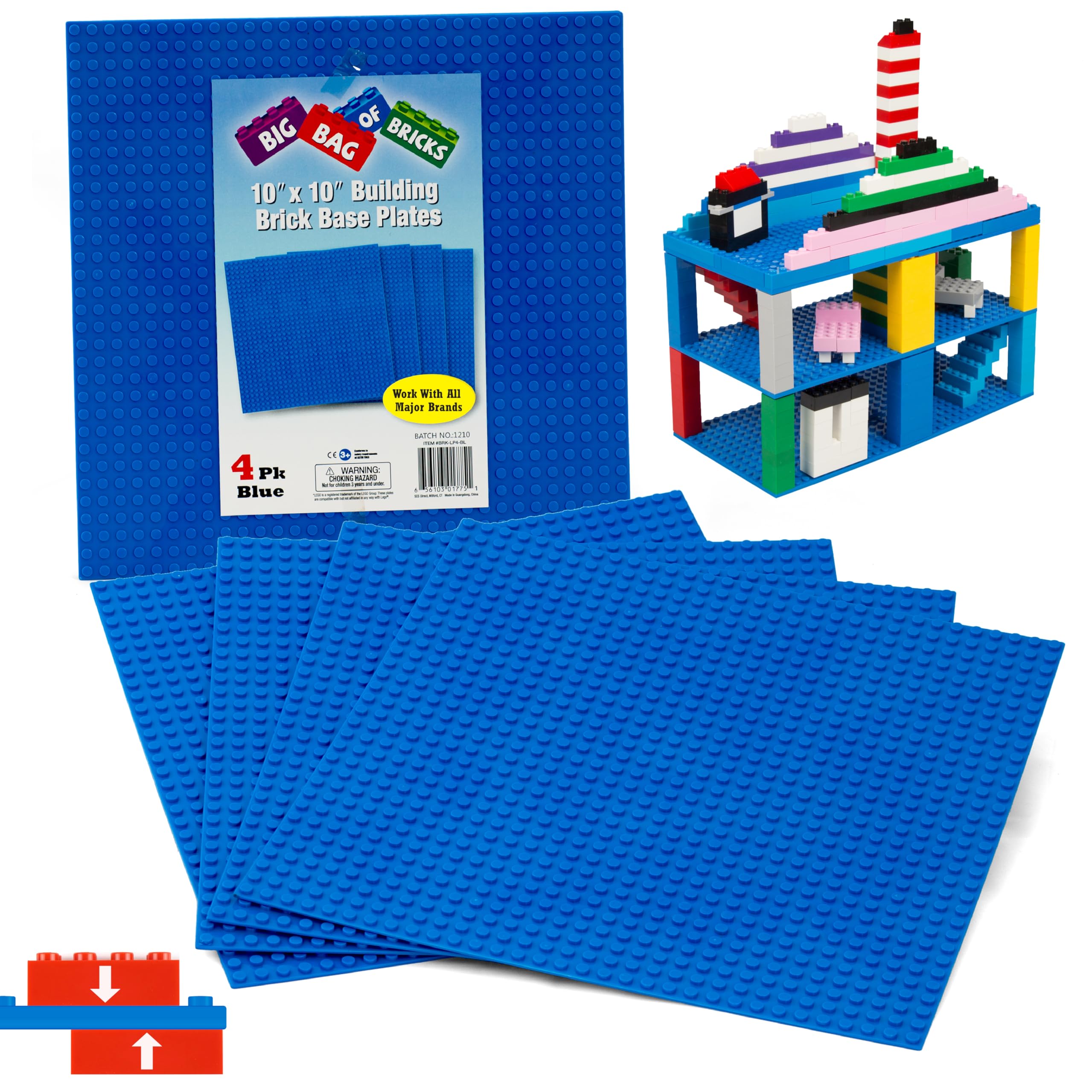 Amazon.com: Classic Baseplates for Building Bricks - Set of 4